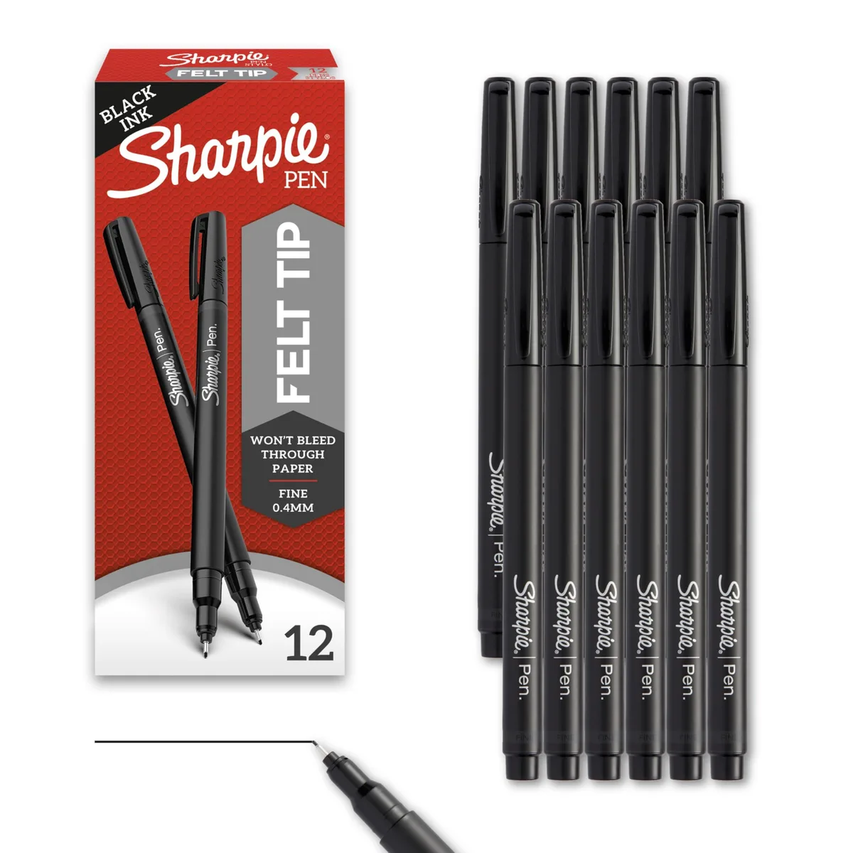 Sharpie Fine Point Pens 0.4mm Black 12 Count — product photo