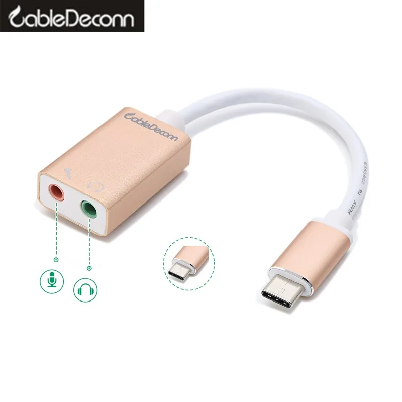 CableDeconn CableDeconn A0403-gold USB-C 5.1 Sound Card 15cm — product photo