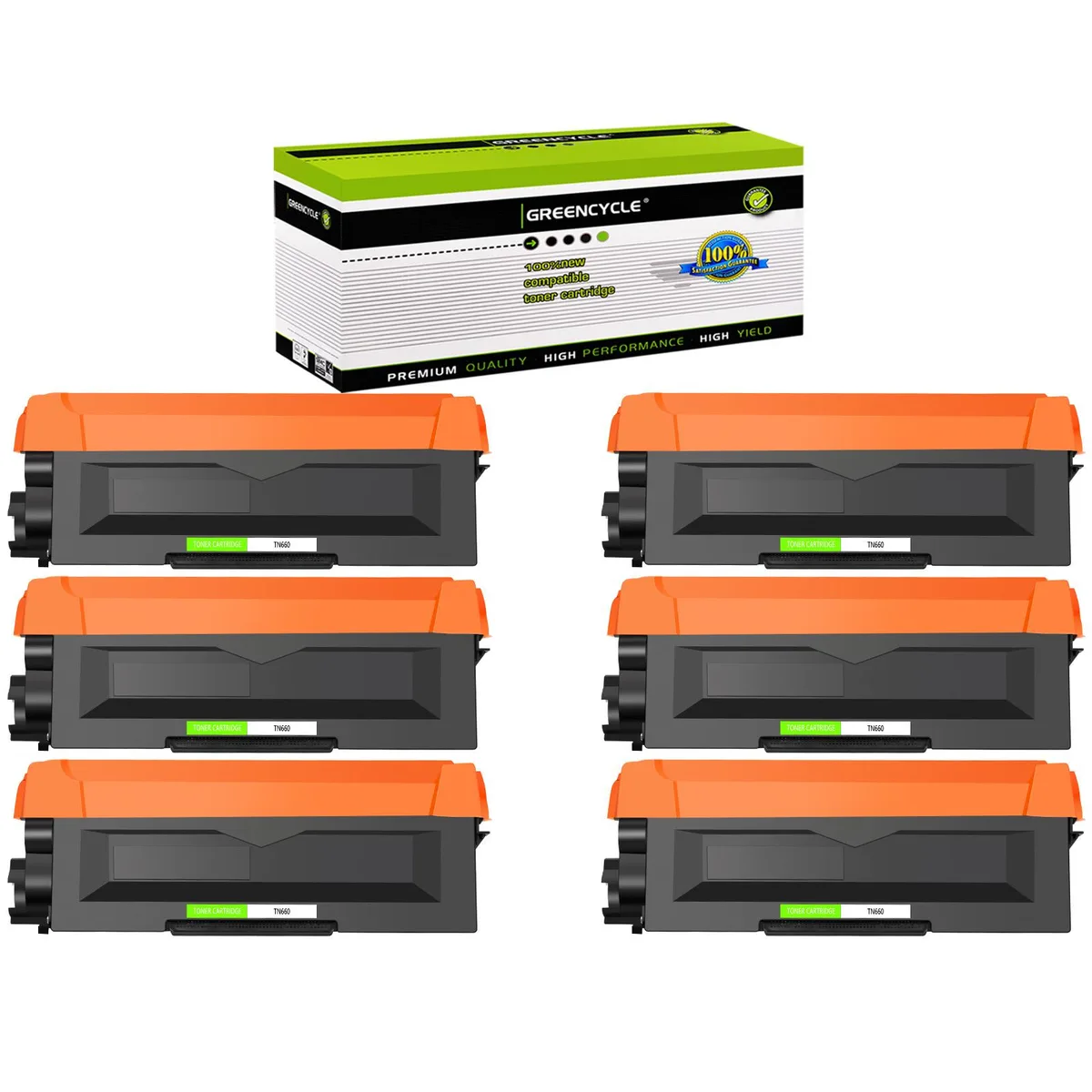 GREENCYCLE GREENCYCLE TN660 toner cartridge black 2600 pages 6 pack — product photo