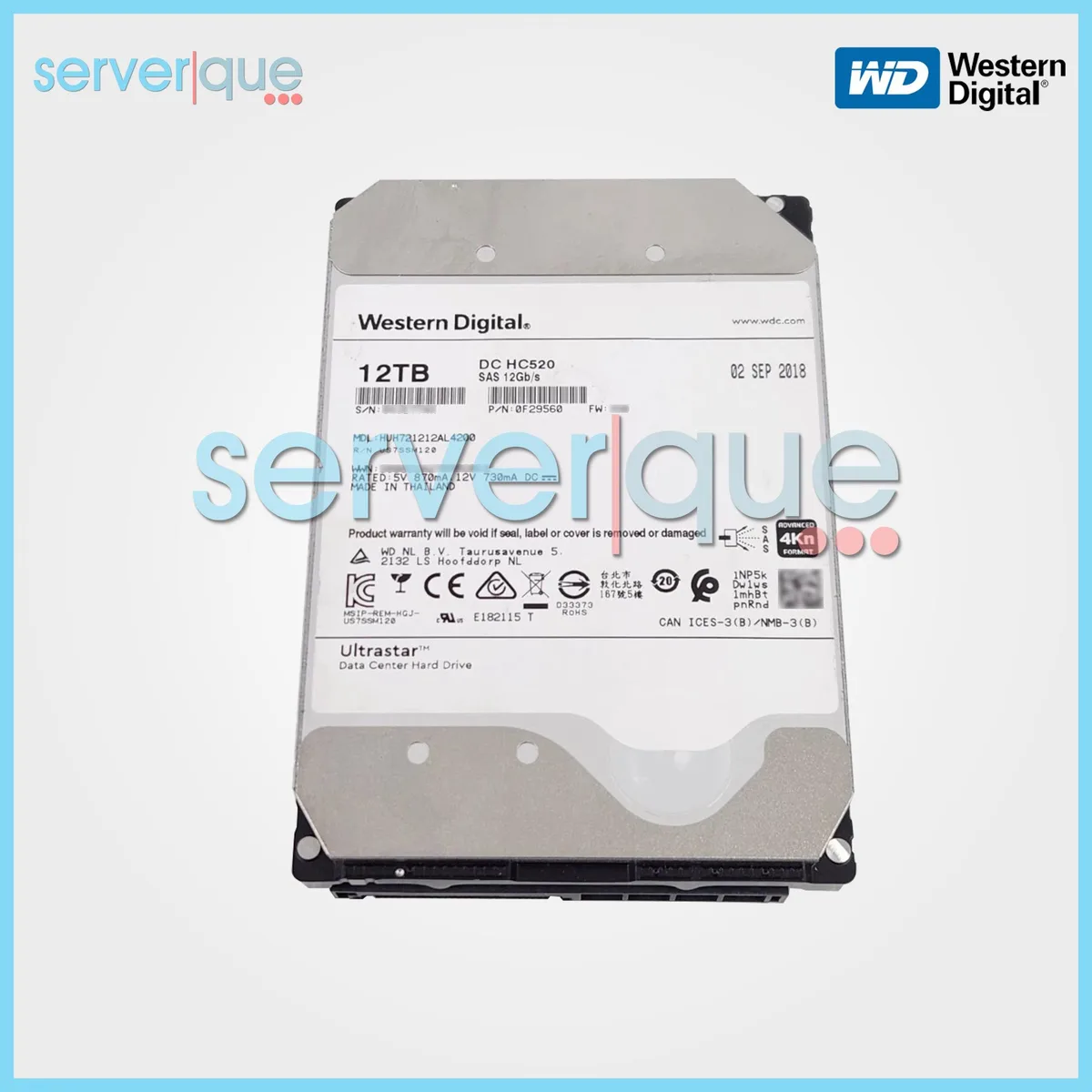HGST HGST DC HC520 12TB SAS 12Gbps 7.2K 256MB 3.5" internal hard drive — product photo
