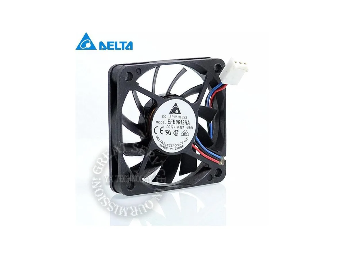 Fans Fans Delta EFB0612HA 6010 12V 0.18A 60x60x10mm 3-wire ball bearing case fan — product photo