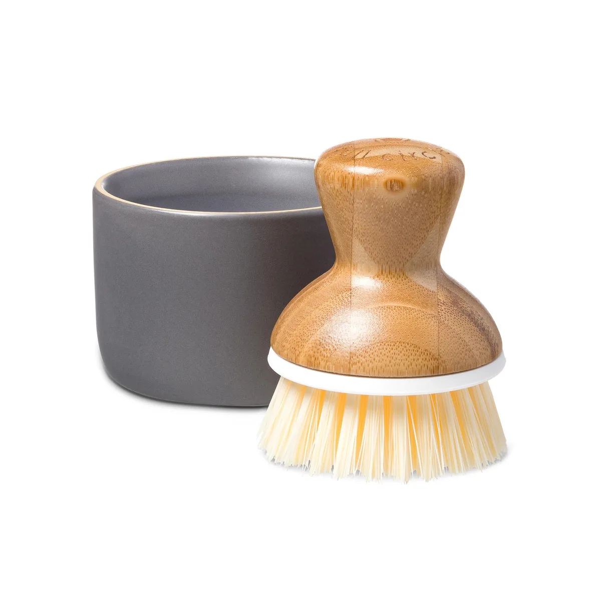 Full Circle Bubbly Palm Brush &amp; Ceramic Soap Dispenser Gray — product photo