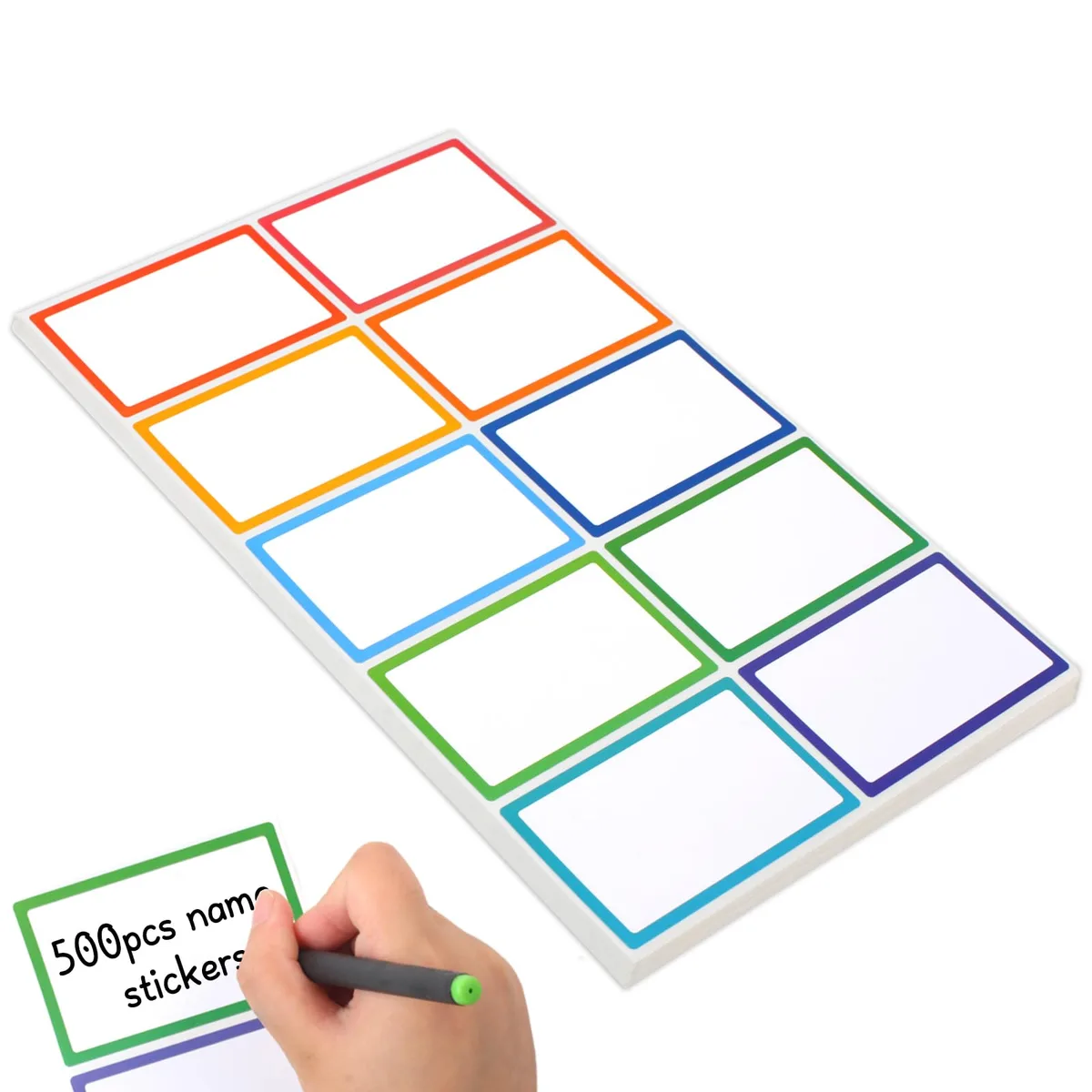  Utron 17MZTZ0002 Name Labels 500pcs 3.5x2.25in 10 Colors — product photo