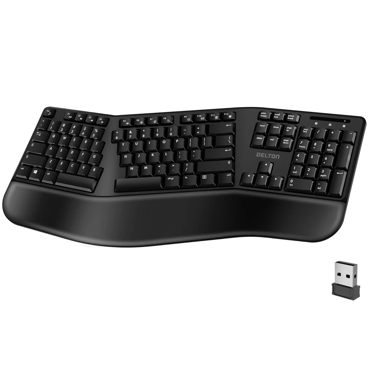 Delton Delton Wireless Ergonomic Keyboard 2.4G 105 Keys Black 2 in 1 accessory — product photo