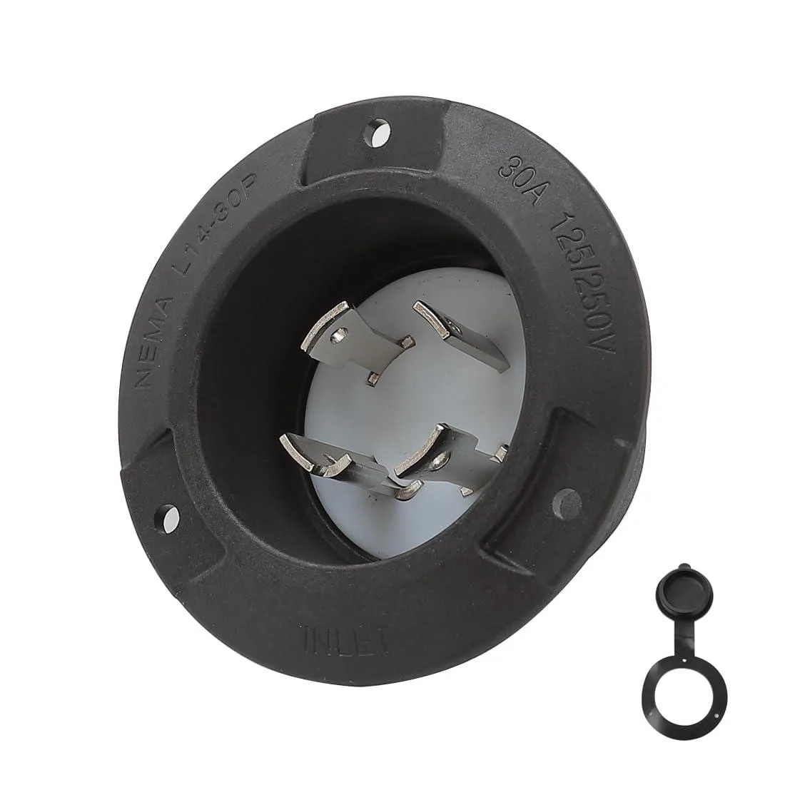 LORDWORLD LORDWORLD Nema L14-30P Flanged Inlet Waterproof Cover 30AMP 125/250V Black — product photo