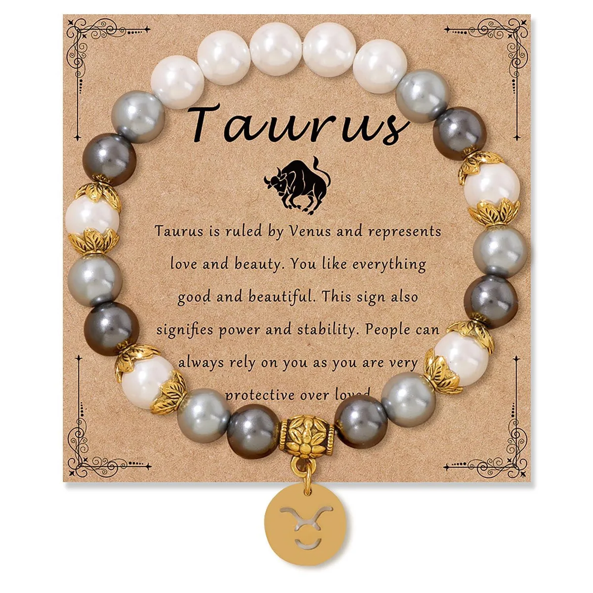  GLMOCM Taurus Zodiac Bracelet Pink Adjustable One Size — product photo