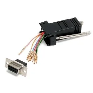 Black DB9 female to RJ45 female modular adapter