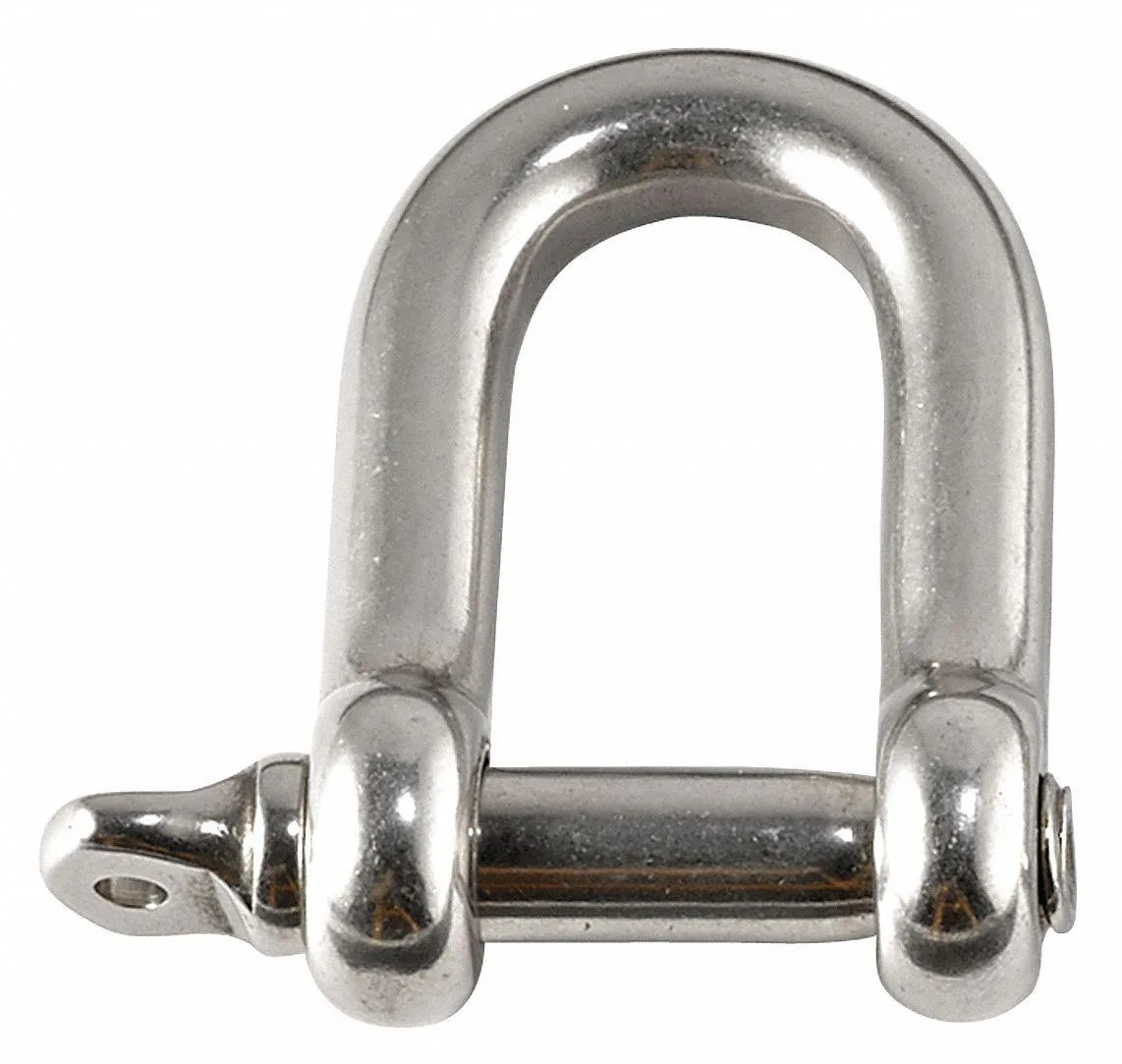 Two silver stainless steel tool shackles with D-rings