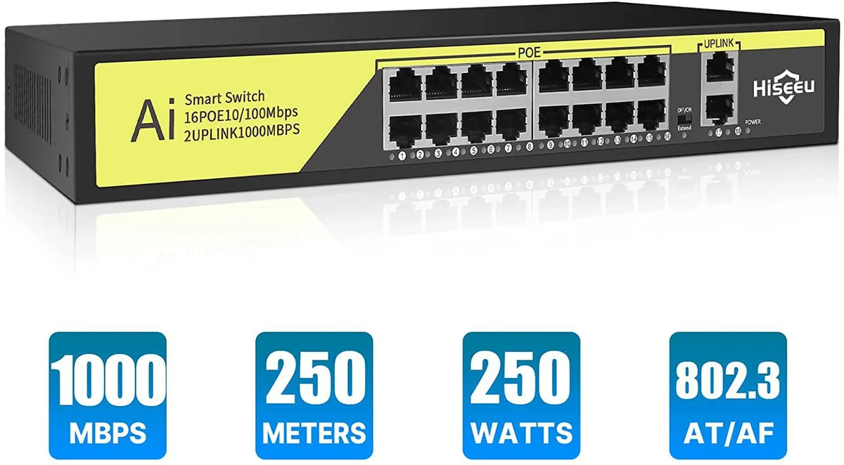 Thinkstar Thinkstar 16 Port PoE Switch + 2 Gigabit Uplink 250W — product photo