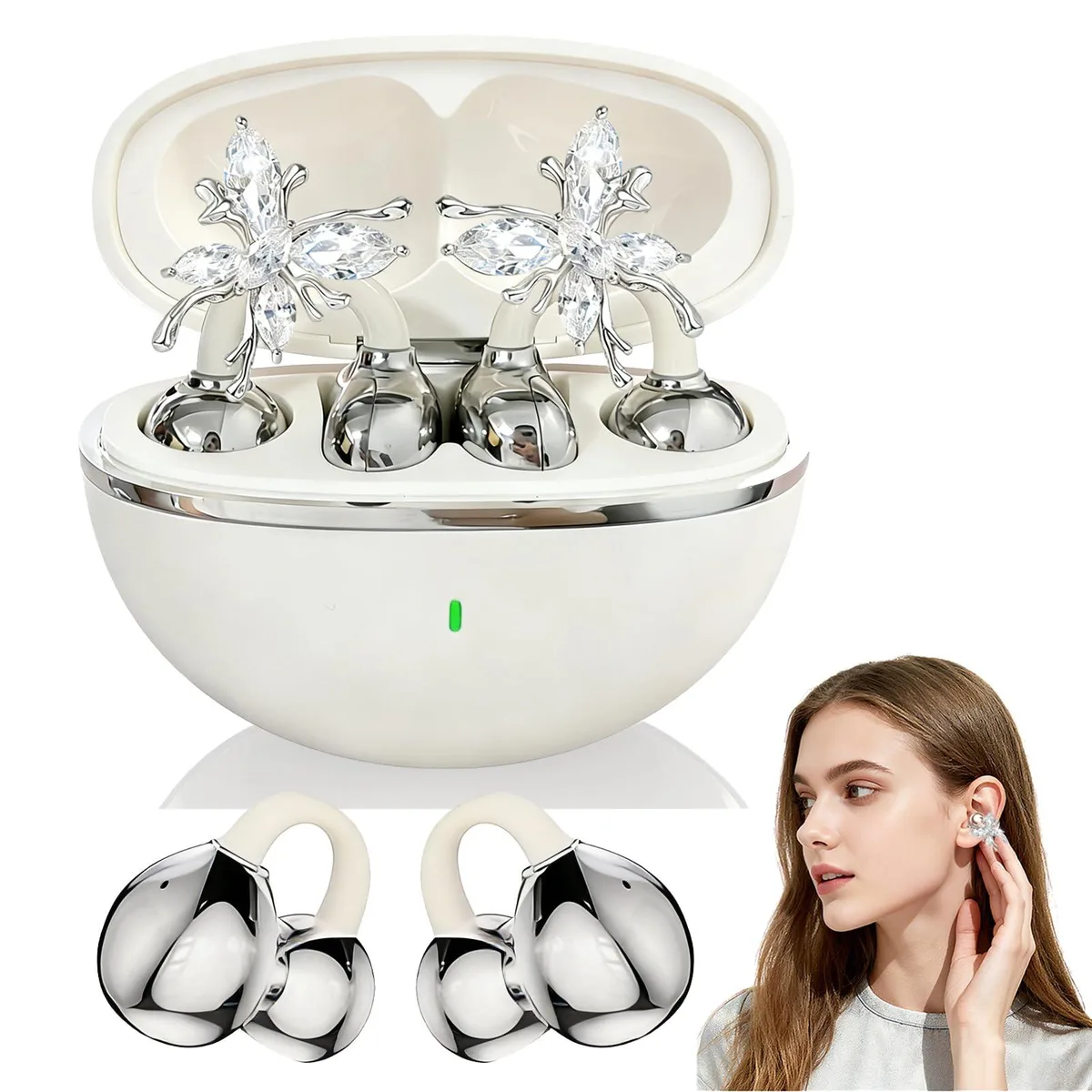  Mi Clipfree Open-ear Headphones With Butterfly Earrings White — product photo