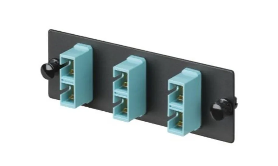 Panduit Panduit FAP3WAQDSC Fiber Optic Adapter Panel 3 SC Duplex OM3 OM4 50um Aqua — product photo
