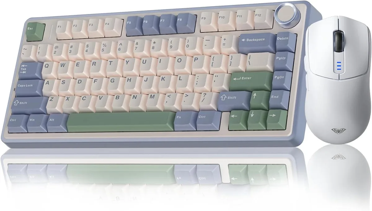 AULA AULA F75 75% Wireless Gaming Keyboard & SC580 Mouse White — product photo