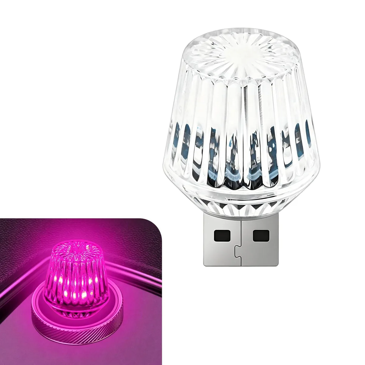  YAWUROU USB LED Car Interior Atmosphere Lamp Pink — product photo