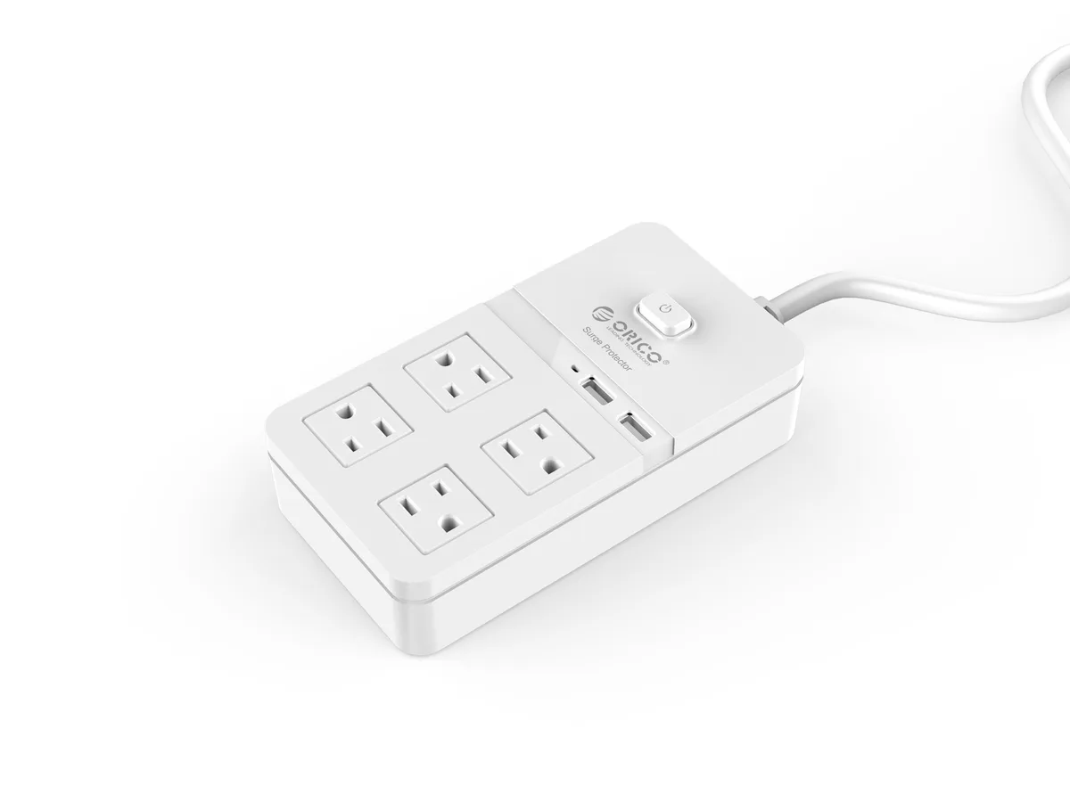 Orico Orico SPC-S4U2-WH 4-outlet surge protector, 2 USB 2.4 A, 1875 W, white — product photo