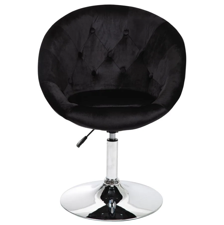 Impressions Vanity Company Impressions Vanity Antoinette Round Tufted Vanity Chair Black Velvet — product photo