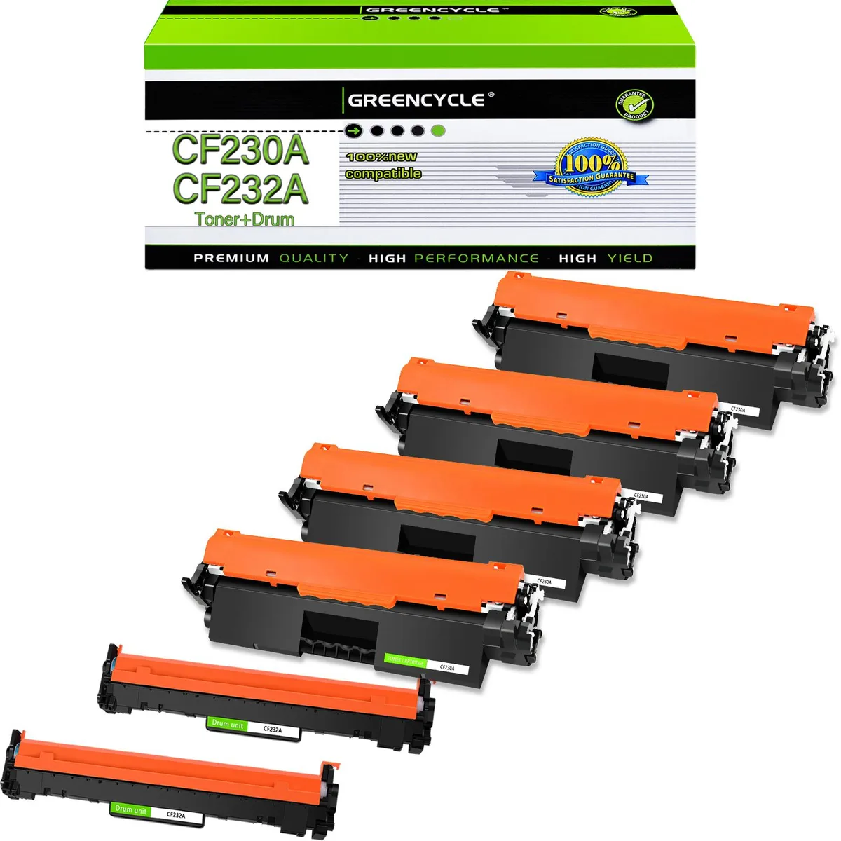 GREENCYCLE GREENCYCLE CF230A CF232A 4-pack toner 2-pack drum — product photo