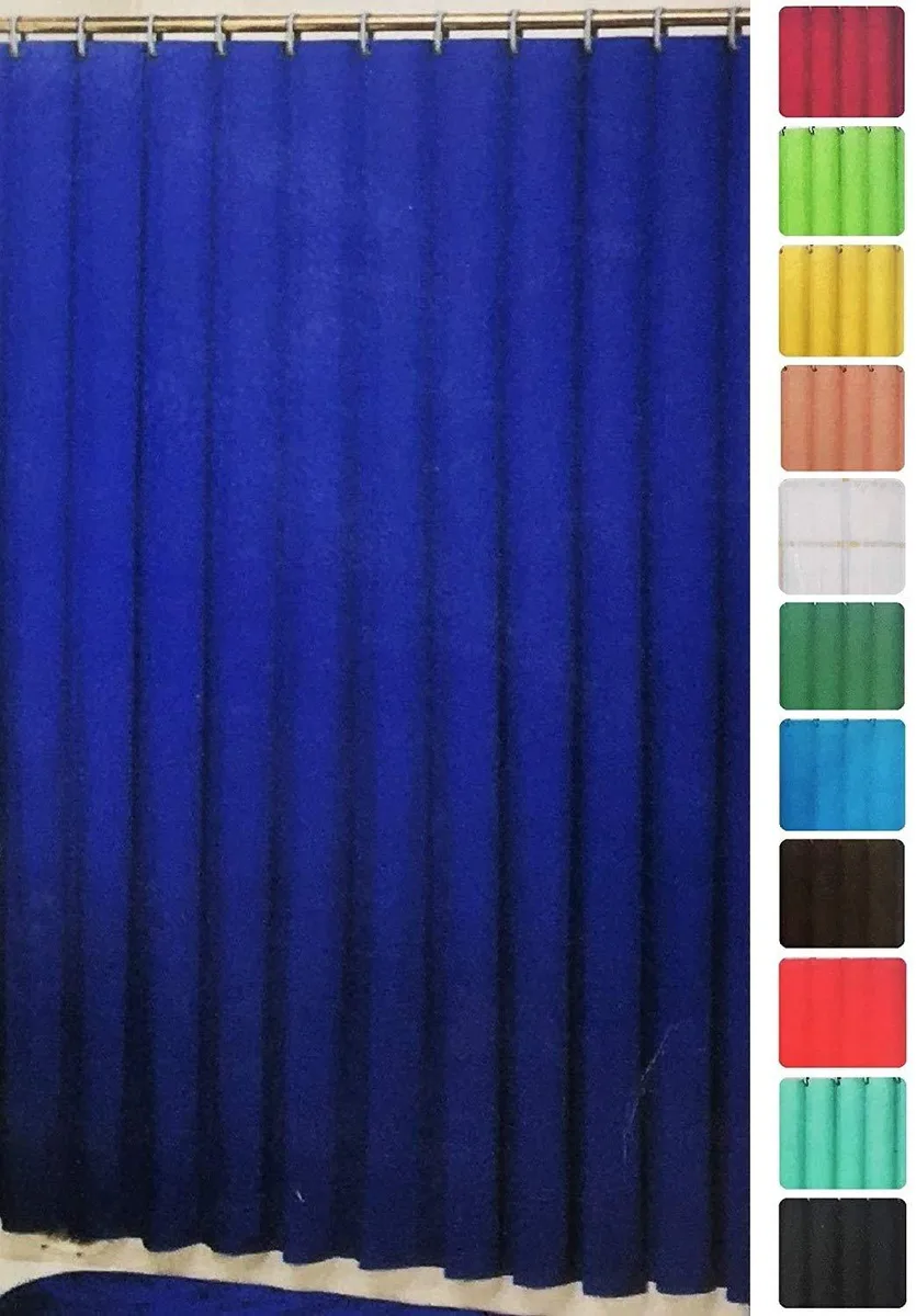 Navy vinyl shower curtain liner with twelve metal grommets