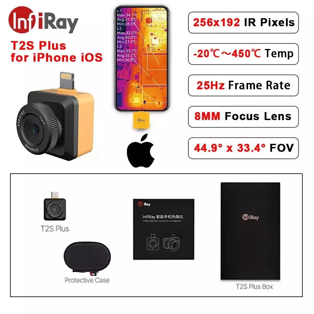 Compact thermal camera module with Lightning connector and protective case