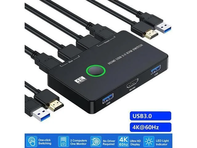 LORDWORLD LORDWORLD KVM Switch HDMI USB 3.0 2 Port 4K 60Hz — product photo