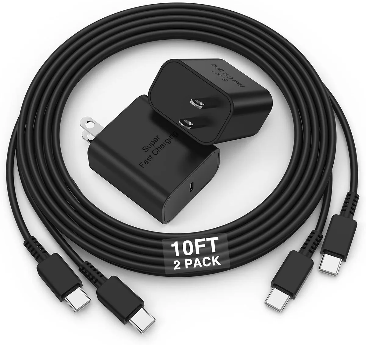 ONITOON ONITOON Super Fast 45W USB-C Wall Plug 2-Pack with 10FT Cable for Galaxy S25 S24 — product photo