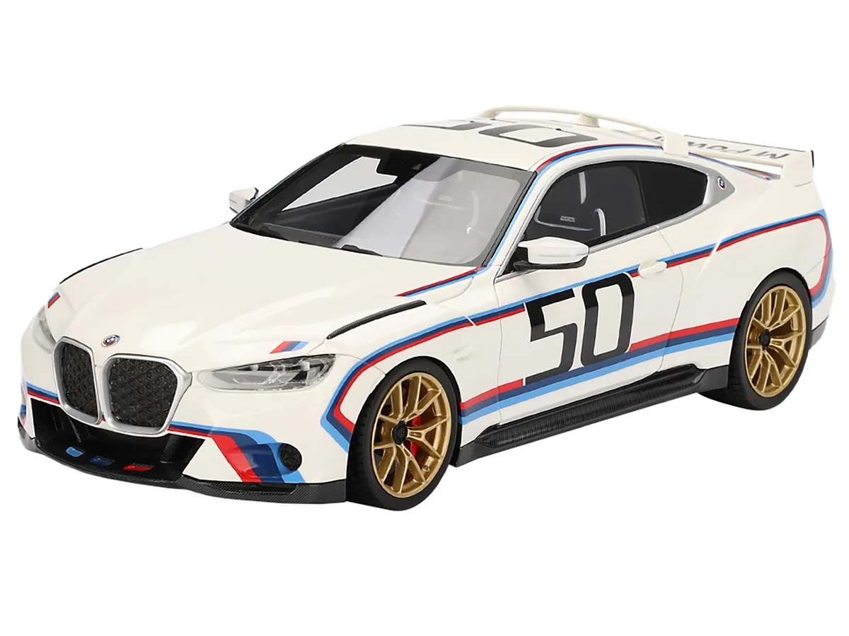 Top Speed Top Speed BMW M4 3.0 CSL #50 White Blue Red Stripes 1/18 Resin Model Car — product photo