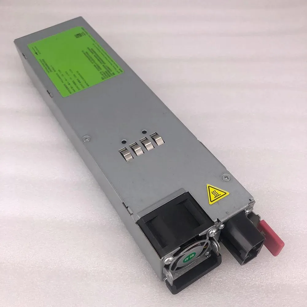 Rectangular ATX power supply unit with fan grille and cable connectors