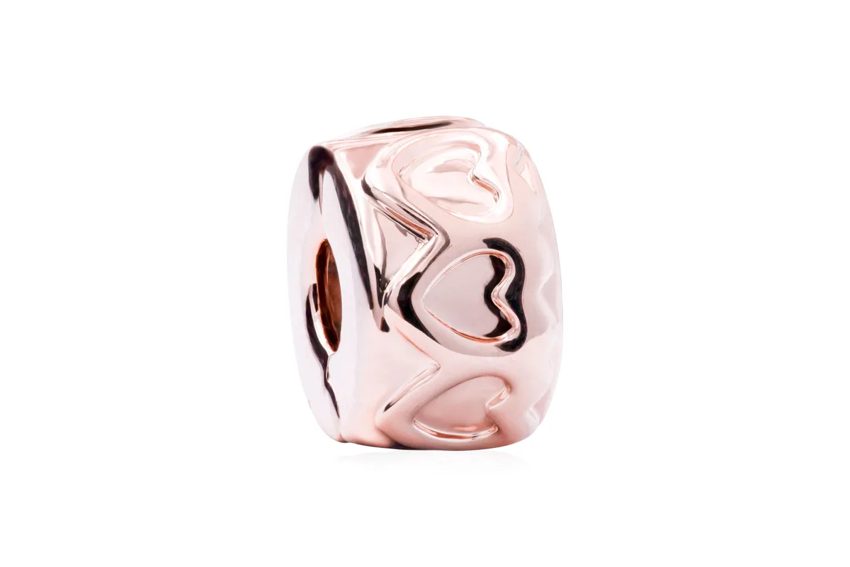 PANDORA PANDORA Row of Hearts Clip Charm 14k Rose Gold — product photo
