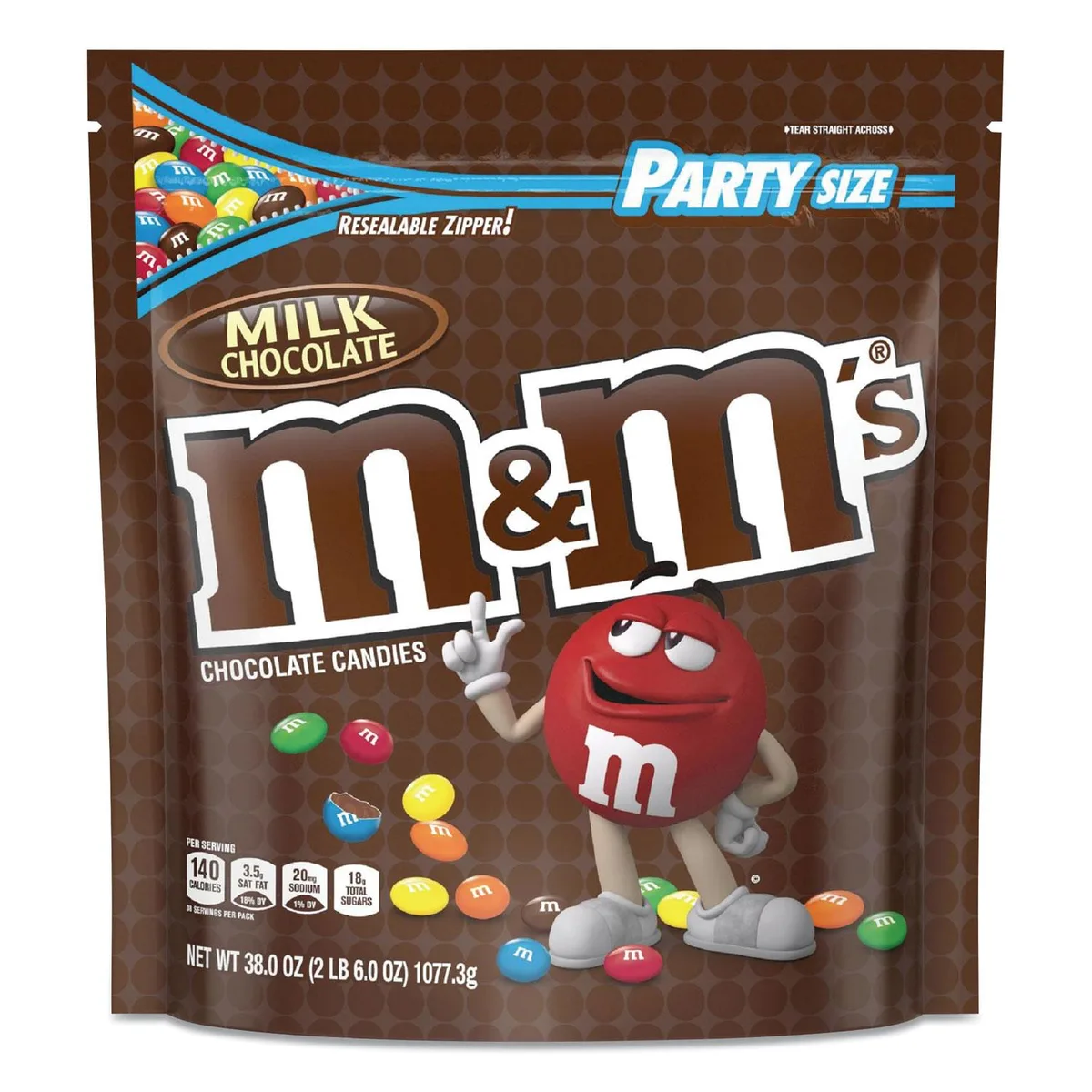 Large orange bag of M&M'S Milk Chocolate Candies 38 oz