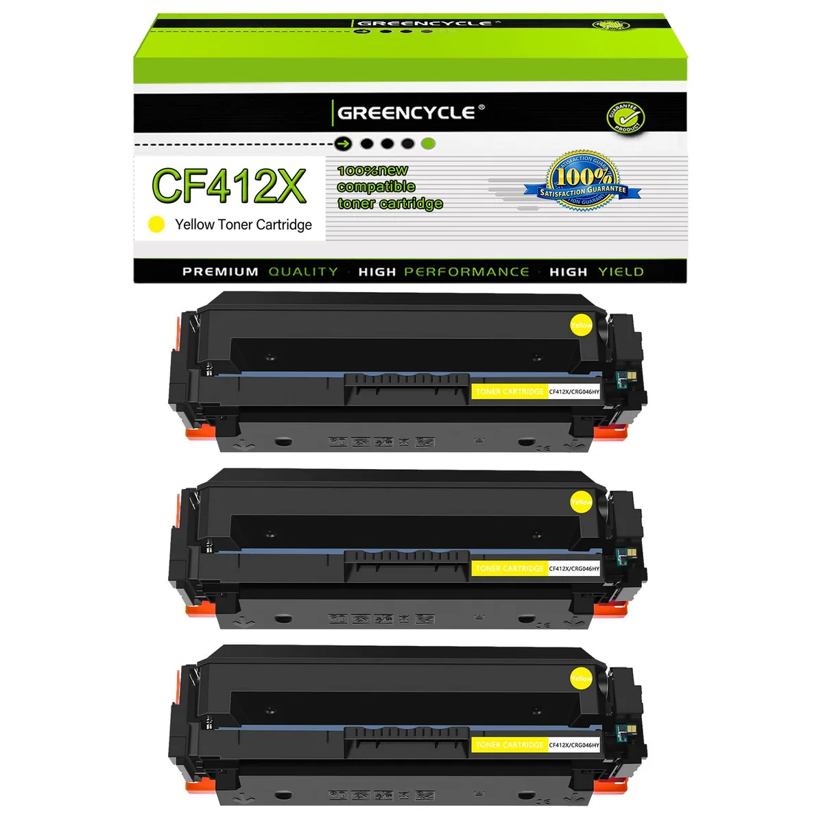 GREENCYCLE GREENCYCLE 412X Yellow Toner Cartridge 3 Pack 5000 Pages — product photo