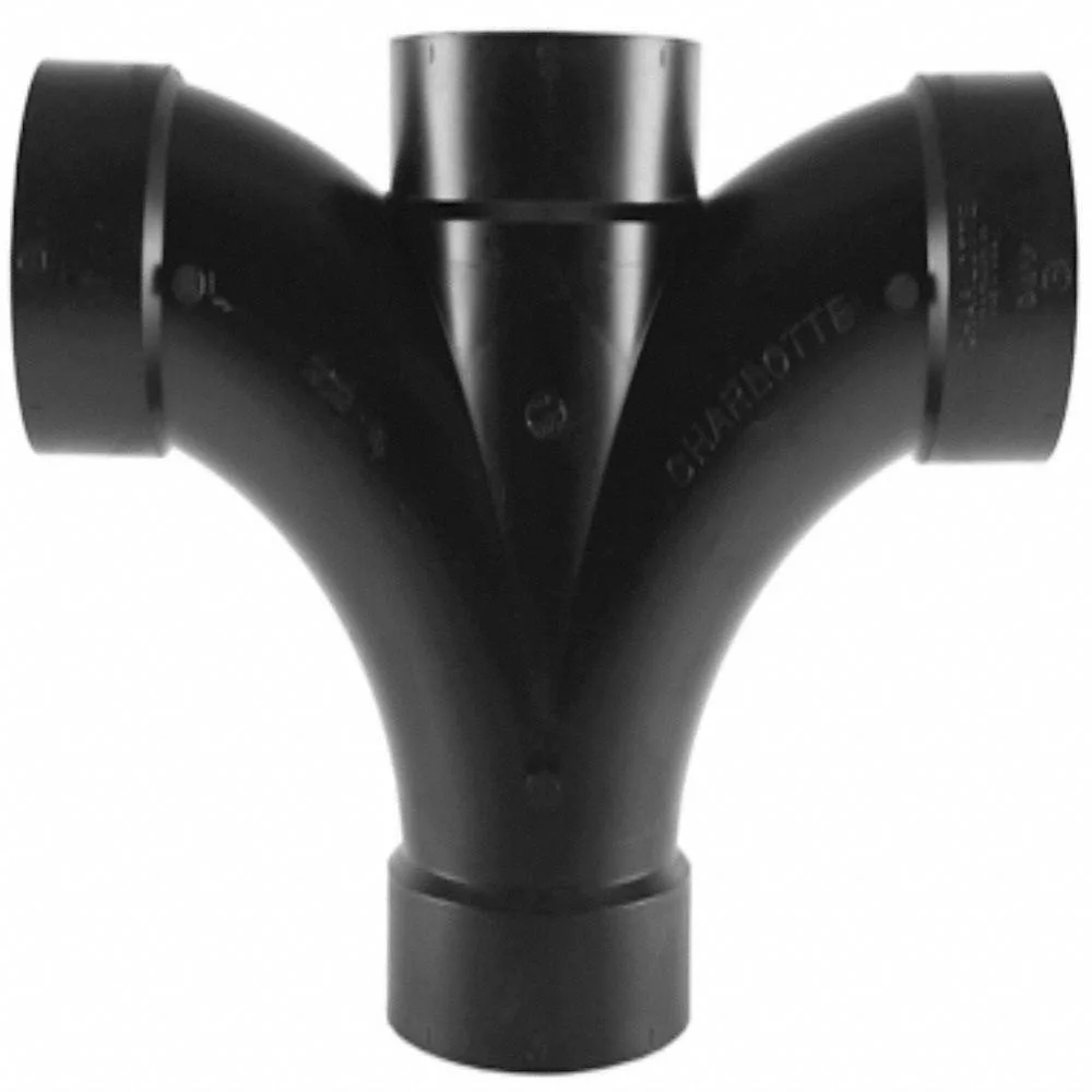 Black ABS double fixture wye trap with hub connections