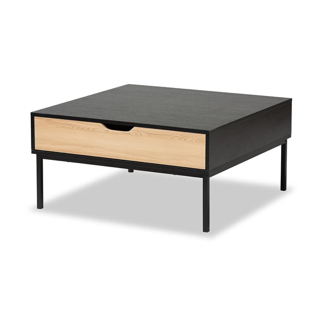 Baxton Studio Baxton Studio Haben Two-Tone Oak Brown Black Decorative Shelving Coffee Table 31.50" Square — product photo