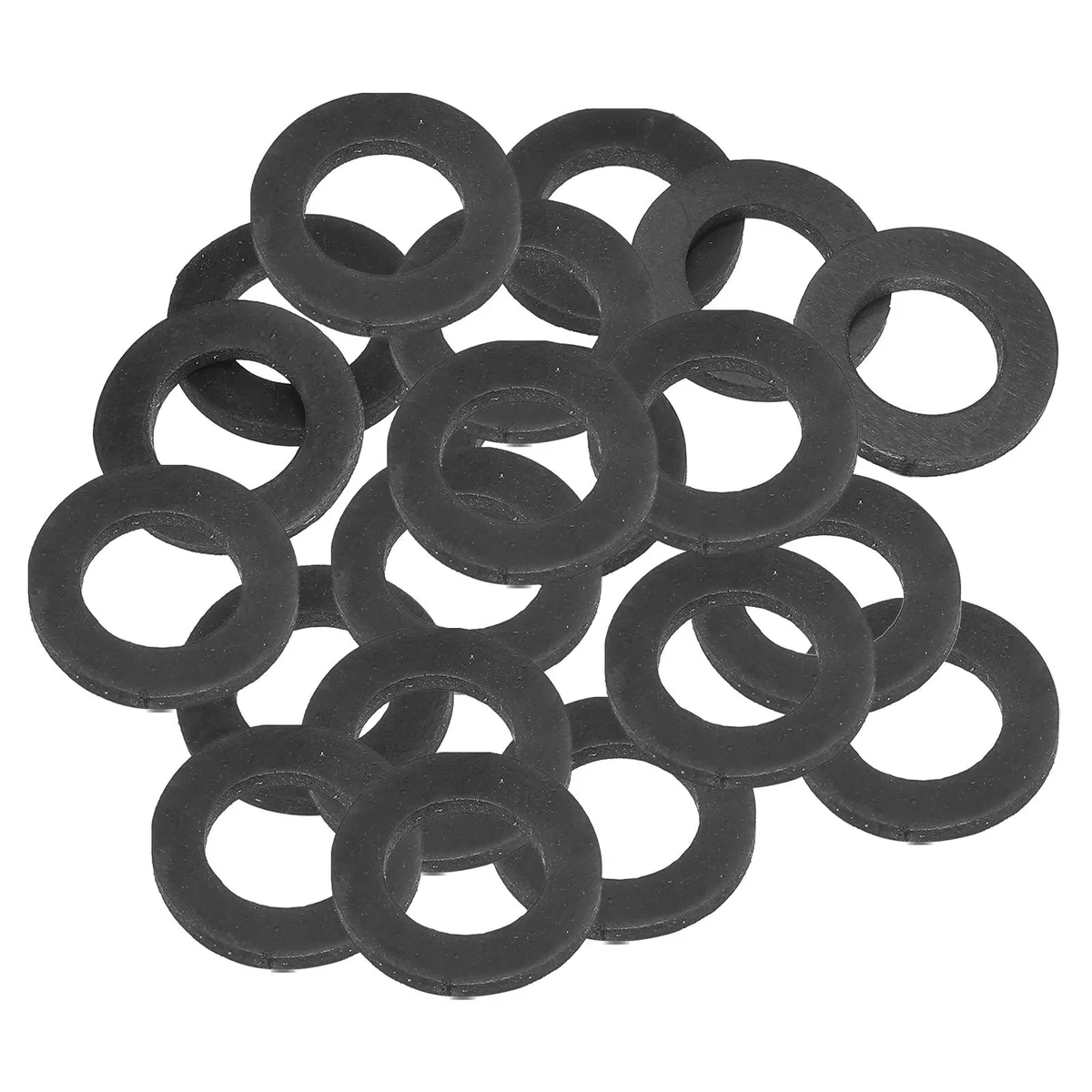 Black rubber flat washers, 20 pack, 16 mm inner diameter, 27 mm outer diameter, 3 mm thick