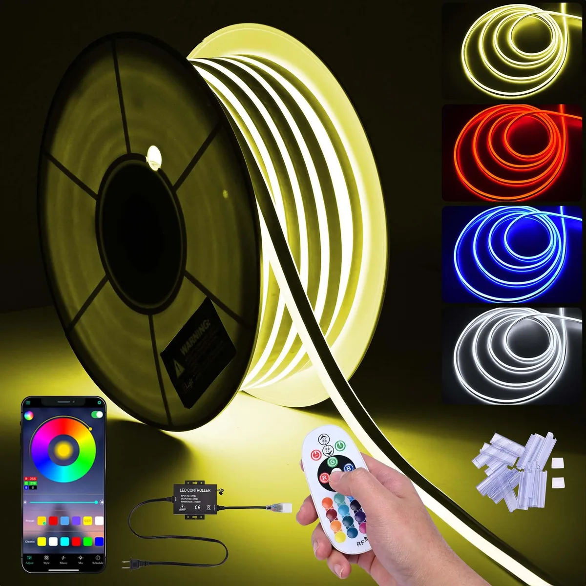Yescom USA, Inc. Yescom USA, Inc. DEL-D100R 100 ft LED neon rope string light 16 colors IP65 — product photo