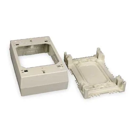 Ivory non-metallic device box with two channels and snap-on cover
