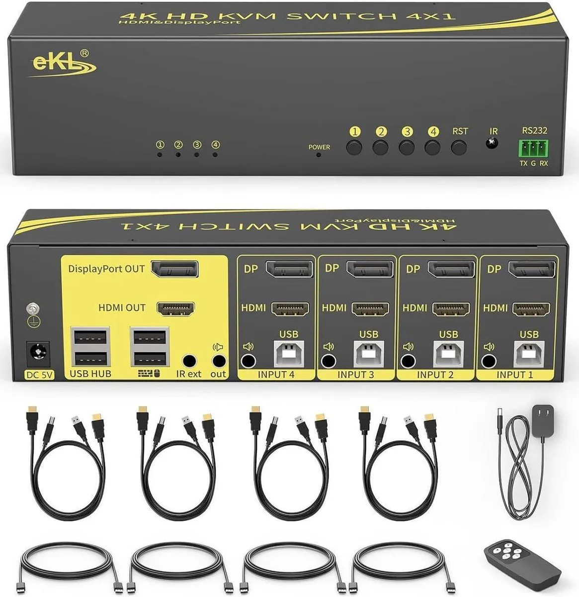 Vszerda Vszerda 4×2 Dual-Monitor KVM Switch HDMI+DP 4K@60Hz 4:4:4 — product photo
