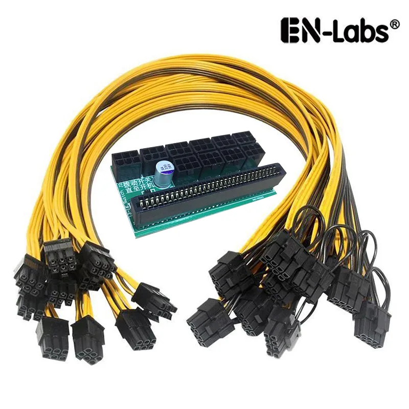 EN-Labs EN-Labs KITPSUSW6PX108P 10-port PCIe 6-pin breakout board with 10 cables — product photo