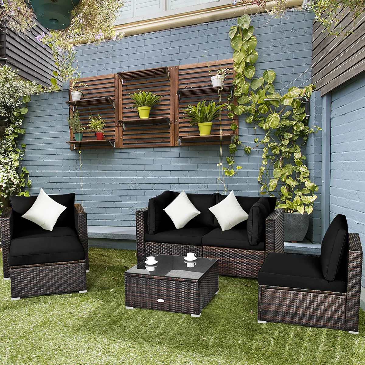 Costway Costway 6PCS Rattan Patio Furniture Set Black — product photo