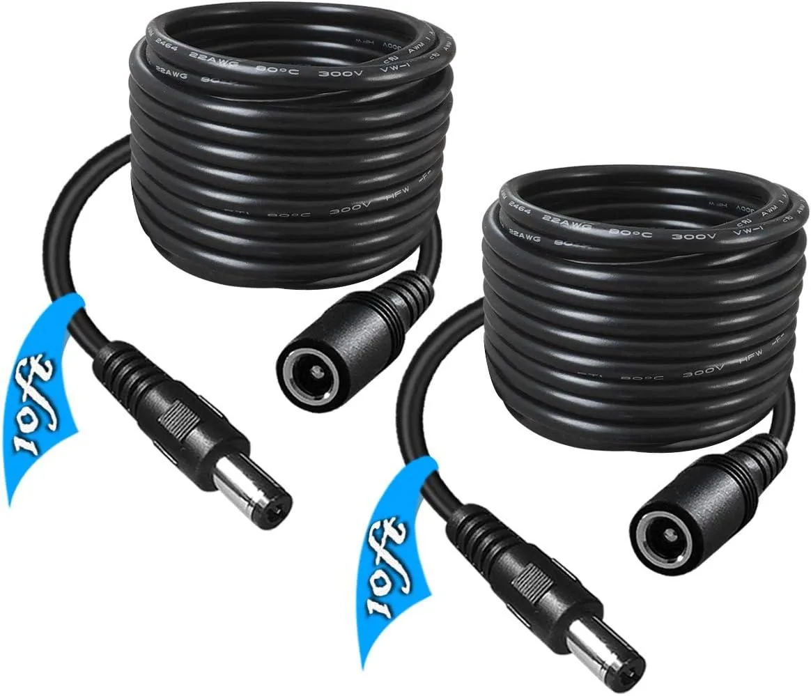 BFKK BFKK 2-Pack 10FT DC Power Extension Cable 5.5mm x 2.1mm — product photo