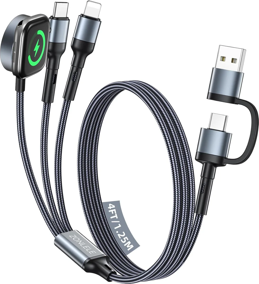  ZONLELE ZL009 3-in-2 Multi Charging Cable 6ft phone cable — product photo