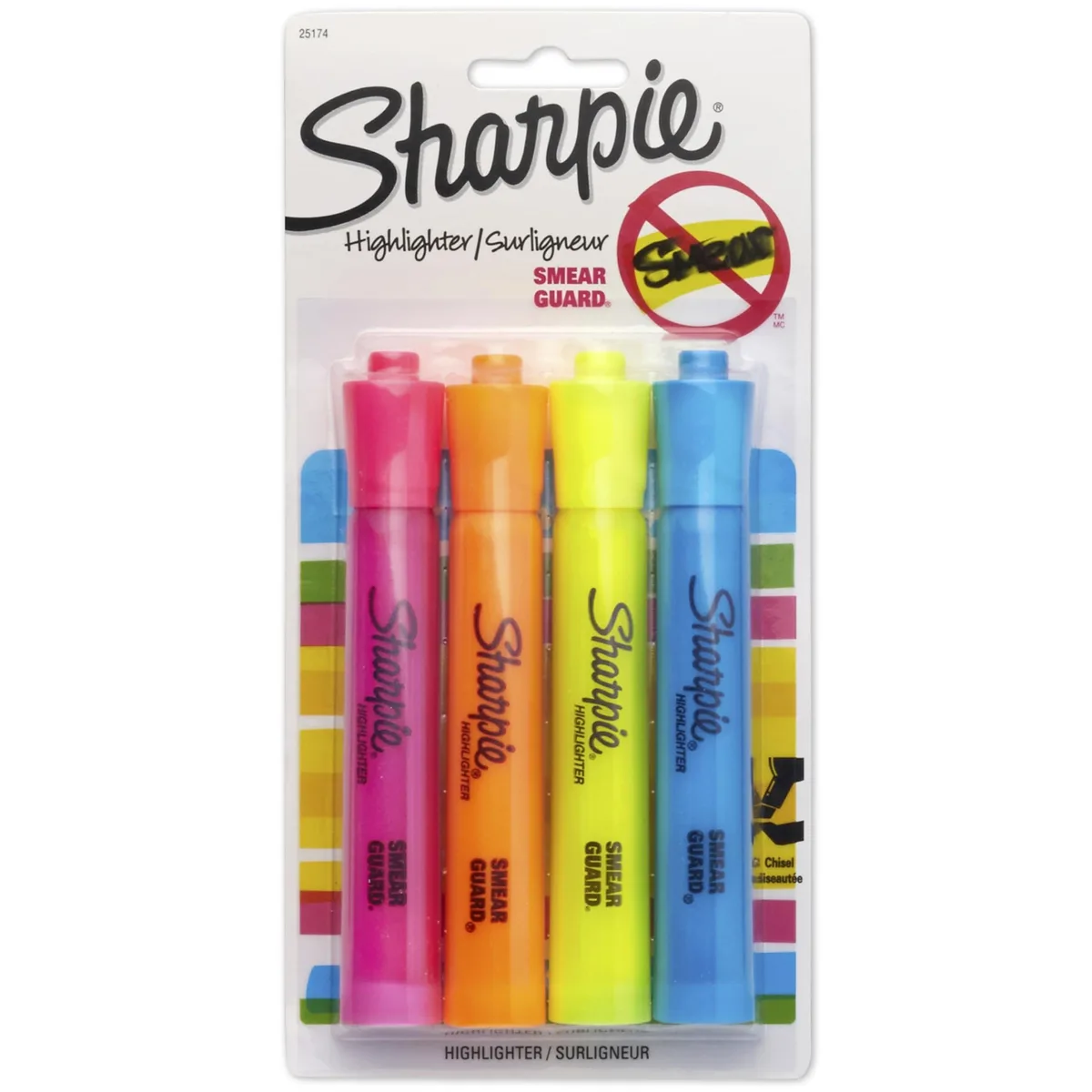 Four wide-barrel highlighters in pink orange yellow blue