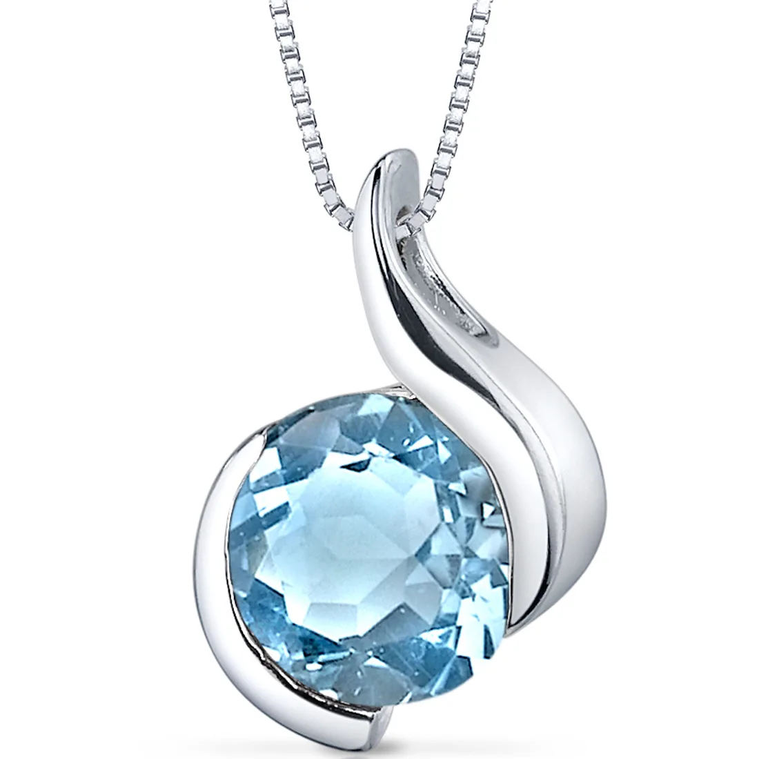 Oravo Oravo 2.25 Ct Swiss Blue Topaz .925 Sterling Silver Pendant 18 inch Chain — product photo