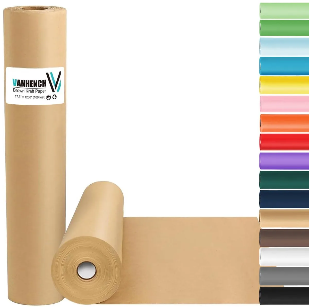 Brown kraft paper roll 17.5 inches wide 100 feet long 1200 sheets 65 lb card stock