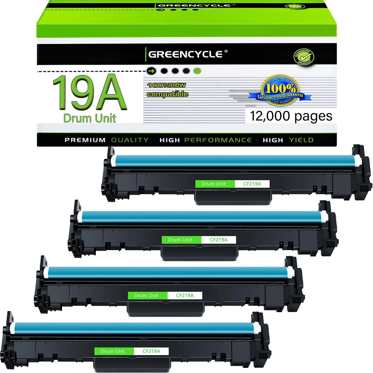 GREENCYCLE GREENCYCLE CF219A 19A Drum Unit Black 4-Pack 12000 Pages — product photo