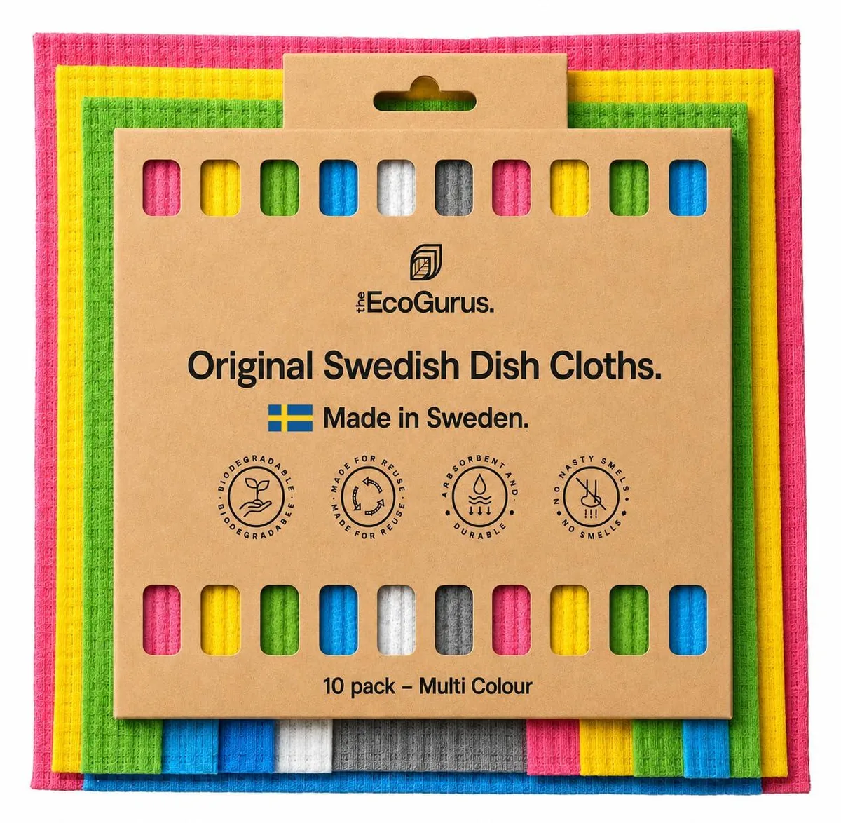 Ten white cellulose-cotton cloths folded in a pack