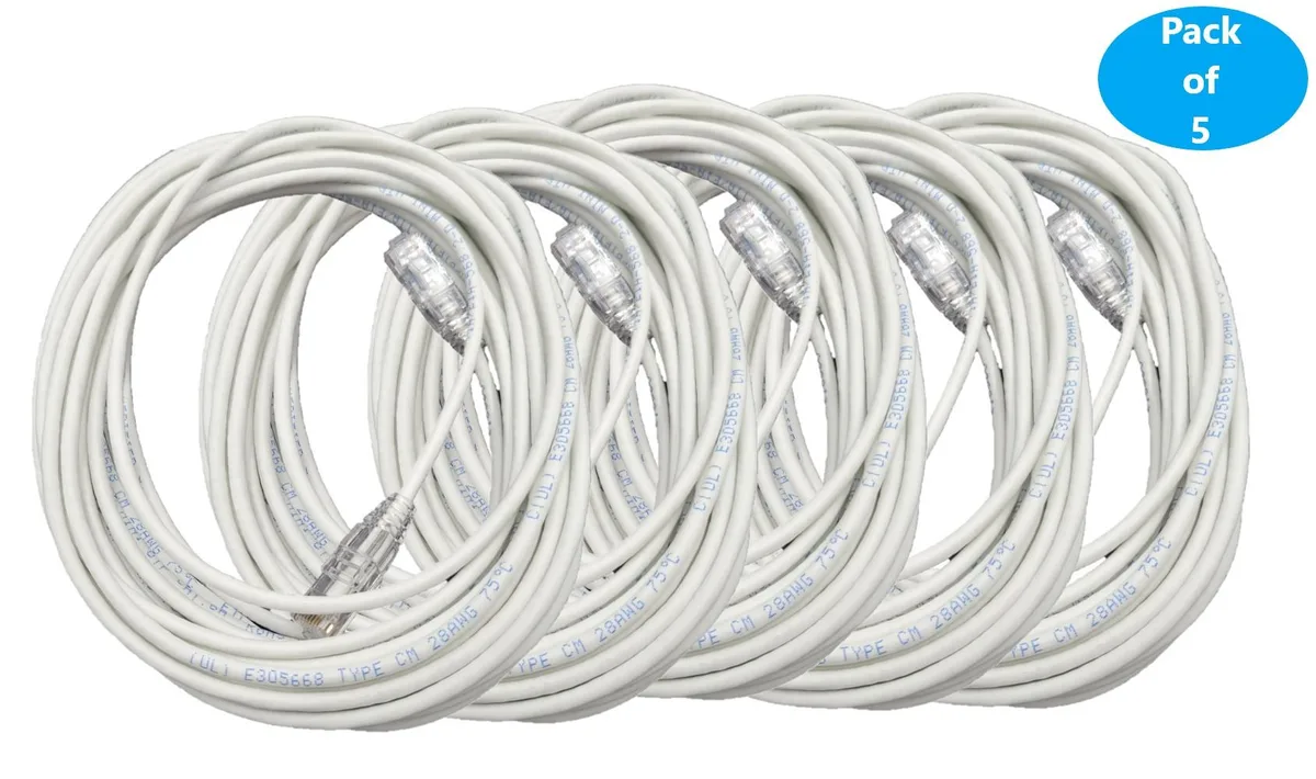 Micro Connectors Micro Connectors Cat 6A Ultra Slim Patch Cable 15 ft White 28AWG — product photo