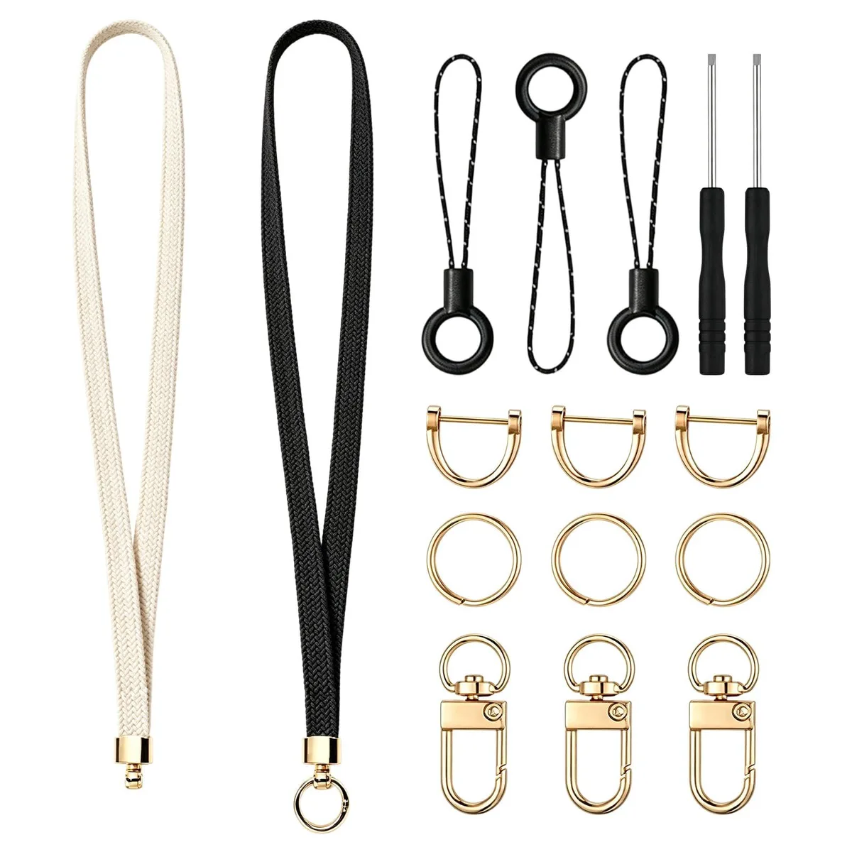 YDPLFDT Stretchy Lanyard Set Pink Beige 16-30" Card Holder — product photo