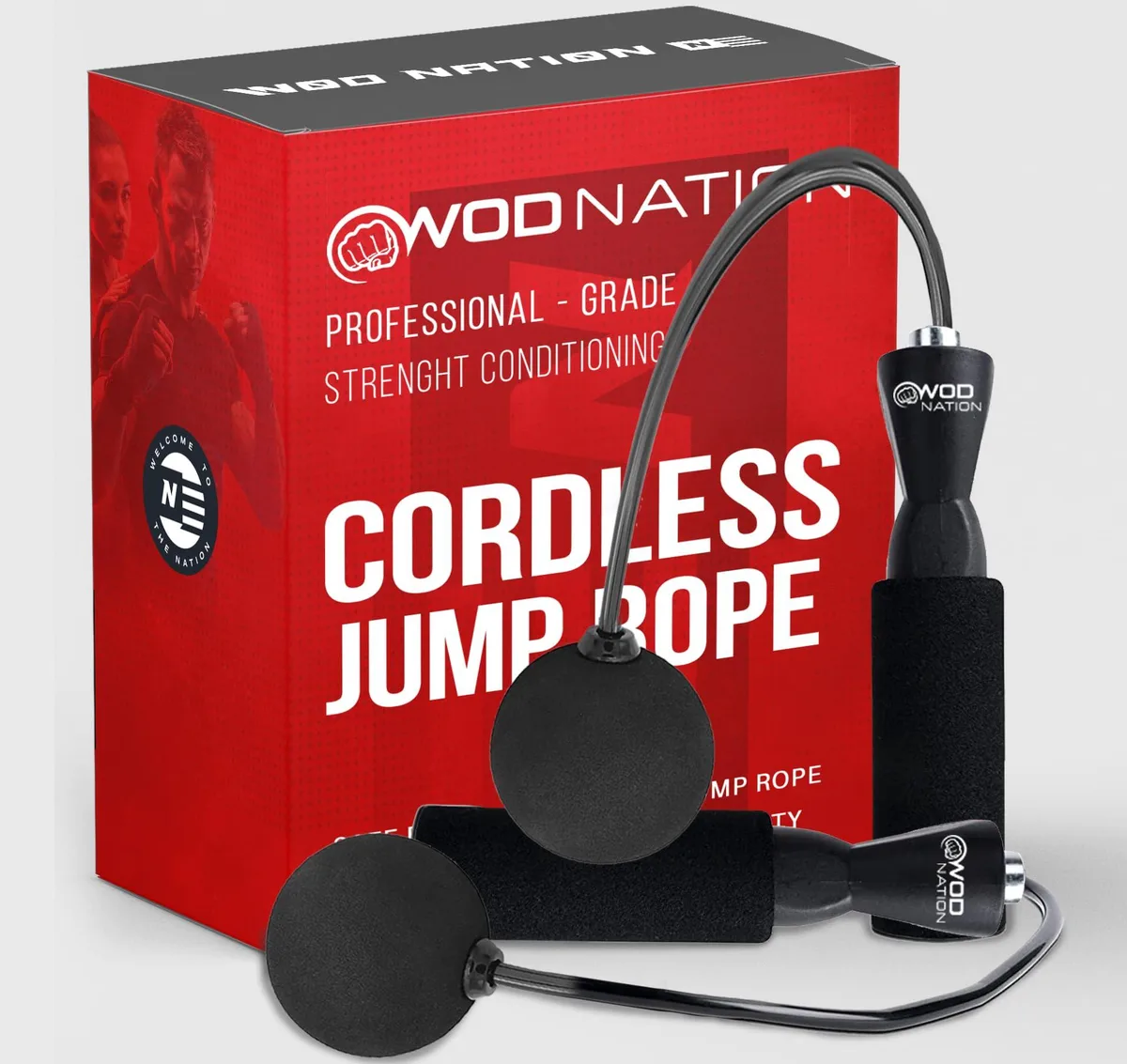  Cando Weighted Ropeless Jump Rope with Digital Counter, Silicone &amp; EVA Handles, Black — product photo