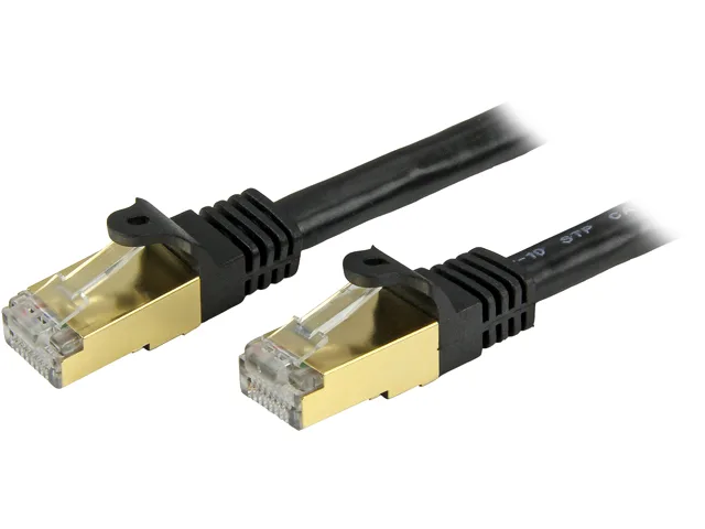 STARTECH STARTECH C6ASPAT1BK network ethernet cable 1 ft Cat6a shielded black — product photo