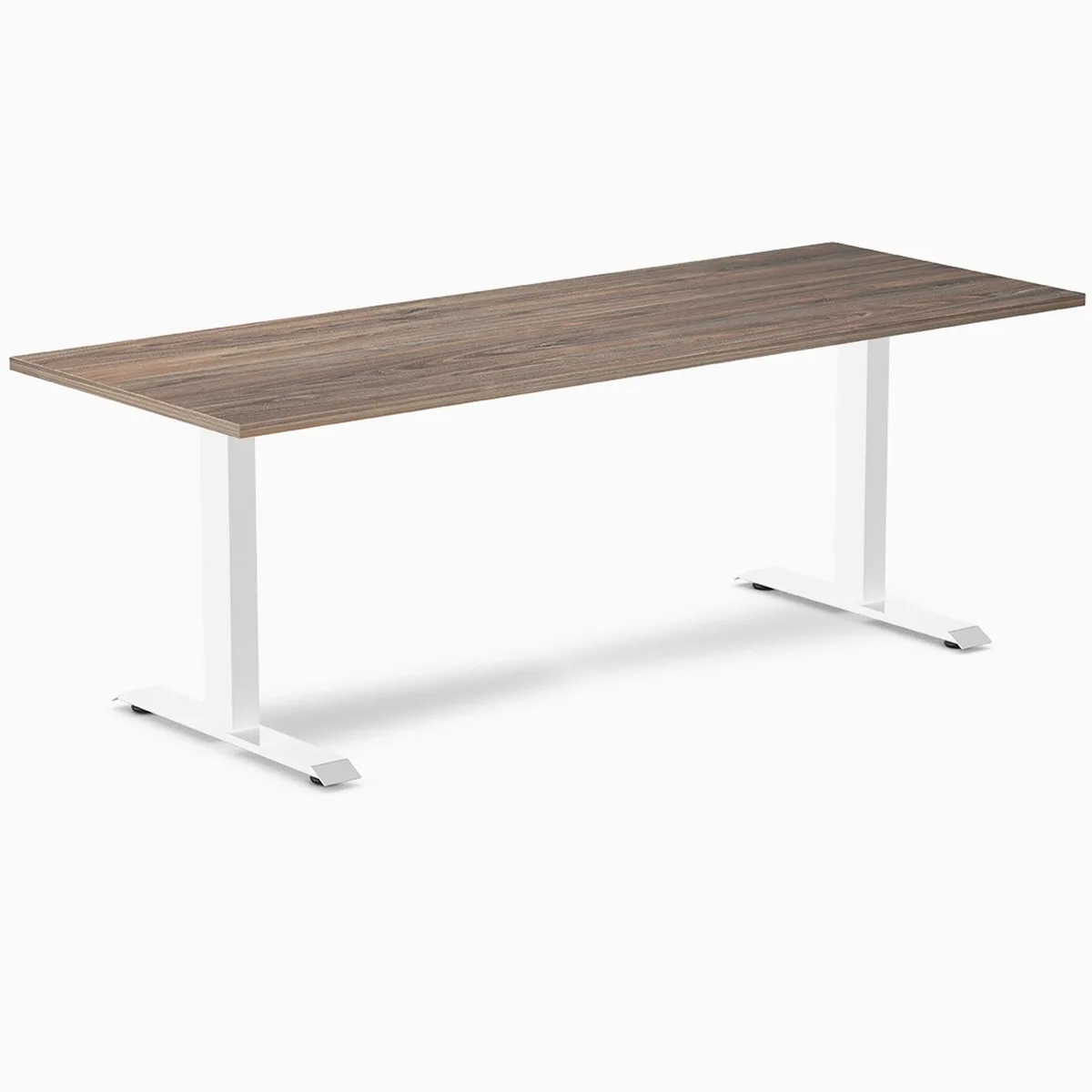 Desky Desky Zero Laminate Office Desk Natural Walnut White 78.7 x 29.5 in — product photo