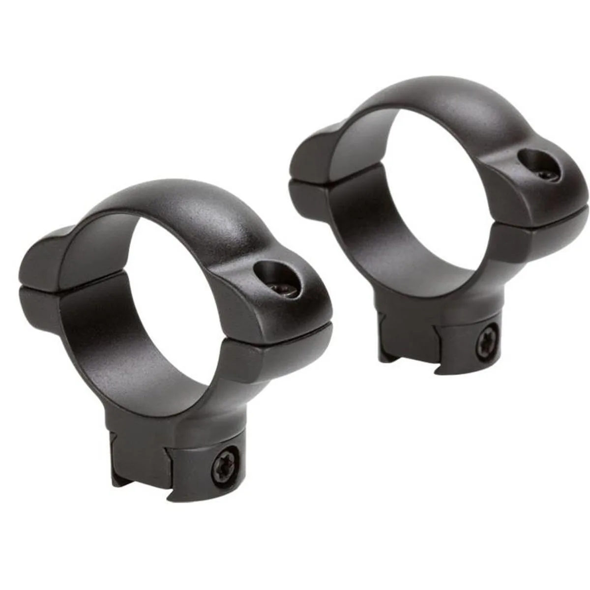 Pair of matte black steel 30mm medium dovetail scope rings